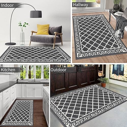 Miniatura 68 de HEBE Tapete para puerta interior, 20 x 32 pulgadas, antideslizante, para puerta delantera, lavable, atrapador de suciedad para entrada, tapete
