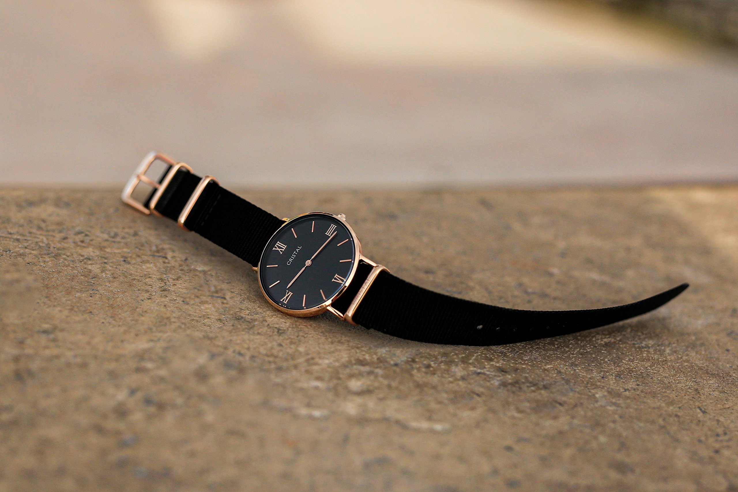 Cristal Reloj, oro rosa – Unisex – Pulsera de nailon