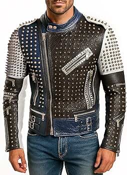CHICAGO-FASHIONS Mens Cafe Racer Funky Rider Studded Punk