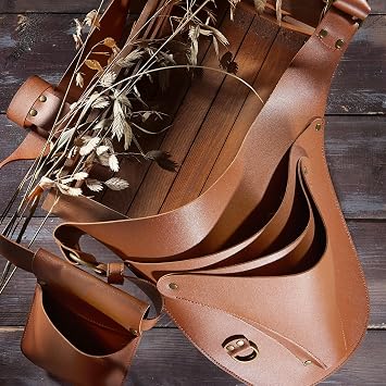 Leather Garden Tool Belt for women & men- Utility belt apron for gardening, DIY, florist & carpenter -Tool Organizer Holster Pouch, Gardening gifts -Florist tool belt- Multiple pockets for han
