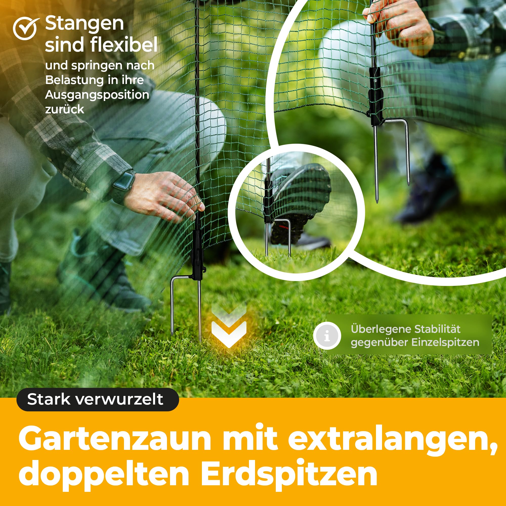 NATURIZ® Weidezaun mobiler Hundezaun 15m 90cm hoch extrem stabil