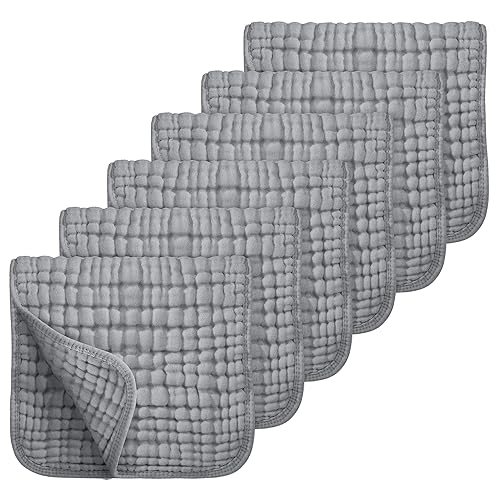 Looxii Paños de muselina para eructos 100% algodón, paquete de 12, grandes, 20 x 10 pulgadas, extra suaves y absorbentes, para niños y niñas (gris)