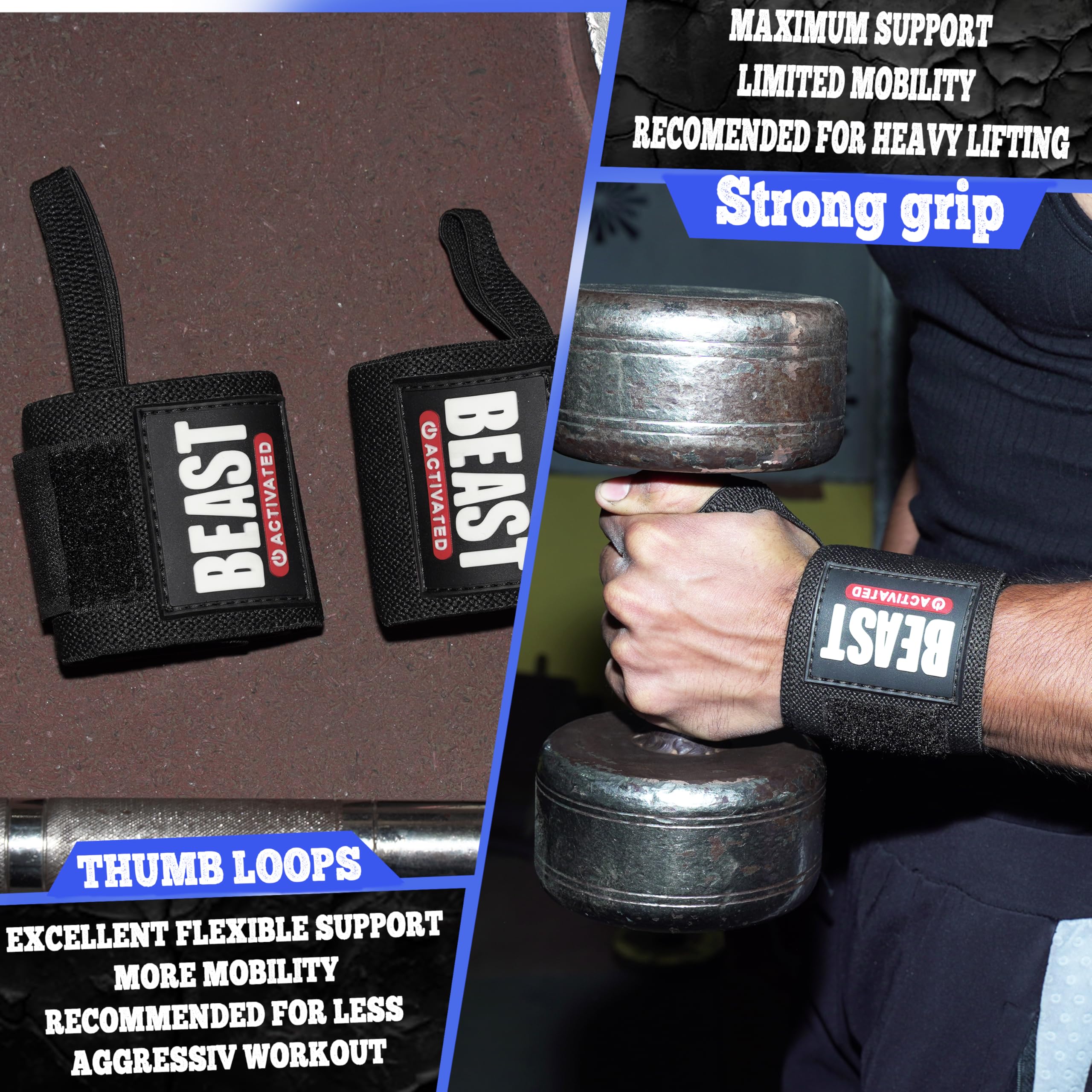 EasyHealth Weight Lifting Straps with Thumb Loop for Gym | 25 Inch Deadlift Wrist Straps with Soft Padding & Anti Slip Grip | Gym Straps for Weightlifting Powerlifting Bodybuilding & Strength Training | 1