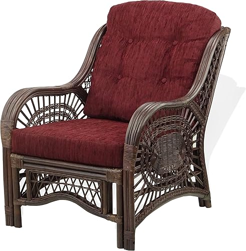 Miniatura 5 de Malibu Lounge Living Accent - Sillón de mimbre de ratán natural, diseño hecho a mano con cojín