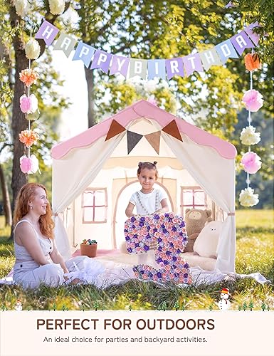 Miniatura 60 de Besrey Tienda de campaña para niños 2 en 1 con alfombrilla acolchada y luces, casa de juegos grande para niños con 2 puertas y 4 ventanas