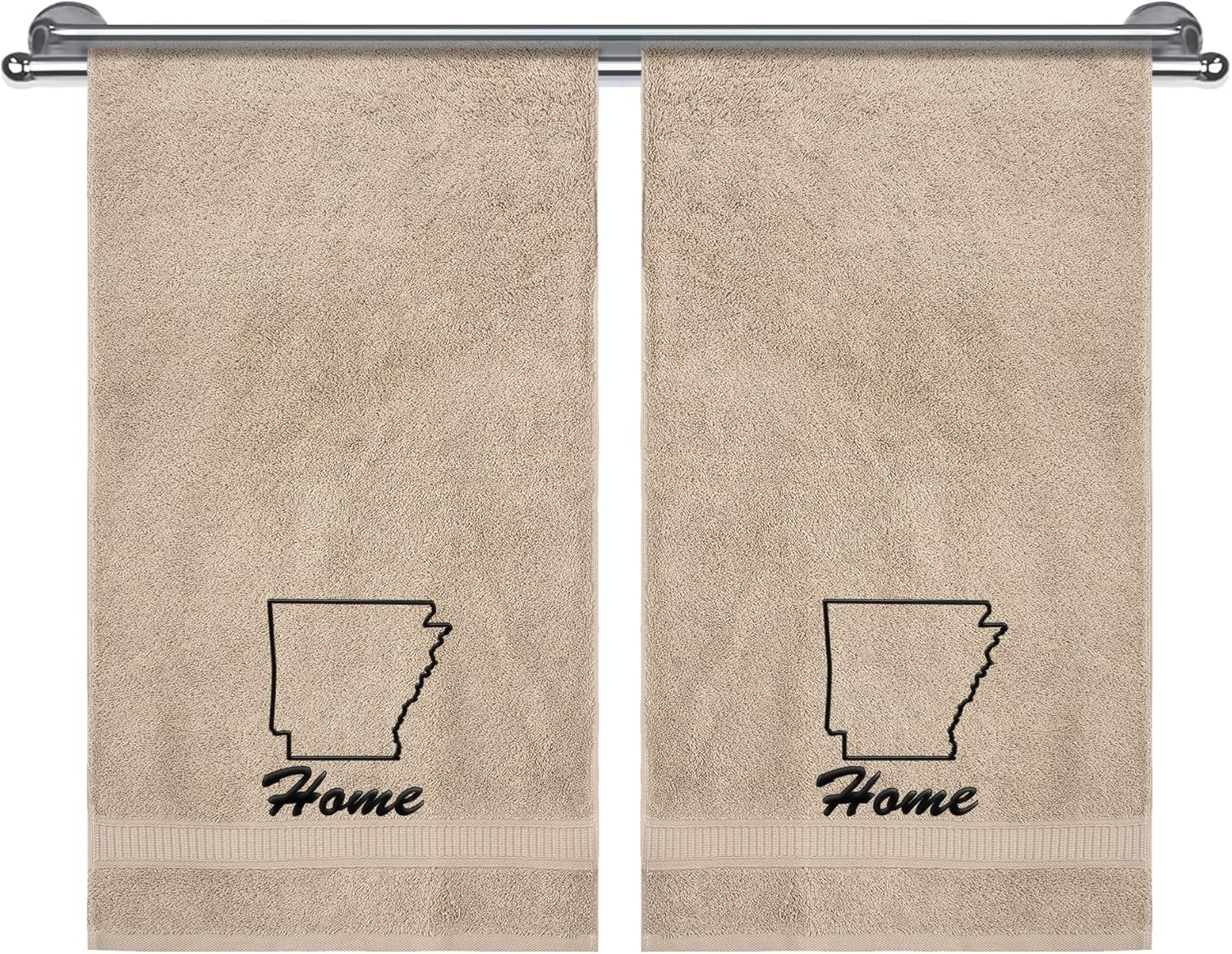 LA' HAM MAM FINE LIVING Home State Monogrammed Hand Towels, Bathroom Towels, Super Soft, Highly Absorbent, Turkish Towels, 100% Cotton 2 Piece Hand Towel Set, Arkansas