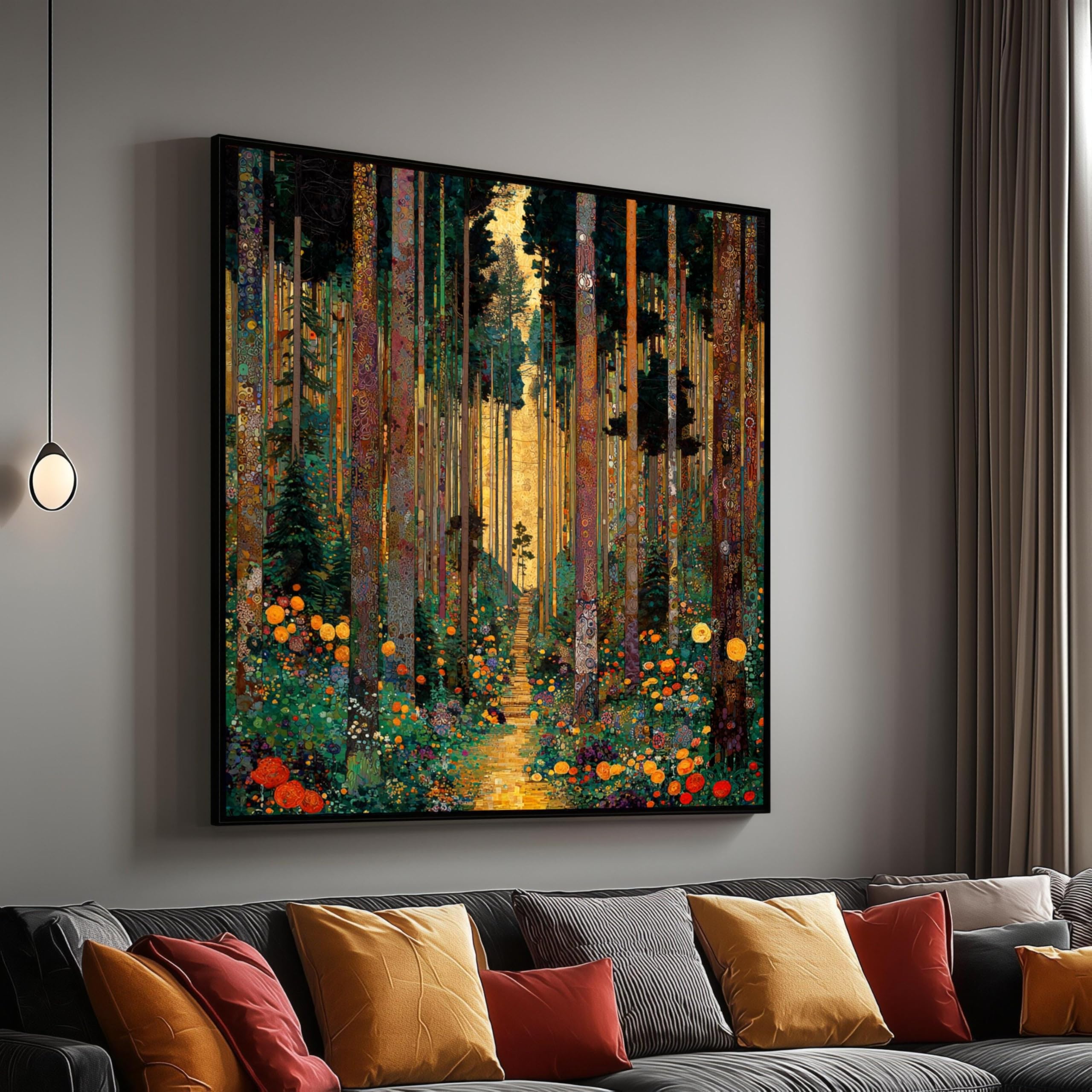 Toile chemin forestier 40x40 cm pour illuminer un mur blanc sans éclat