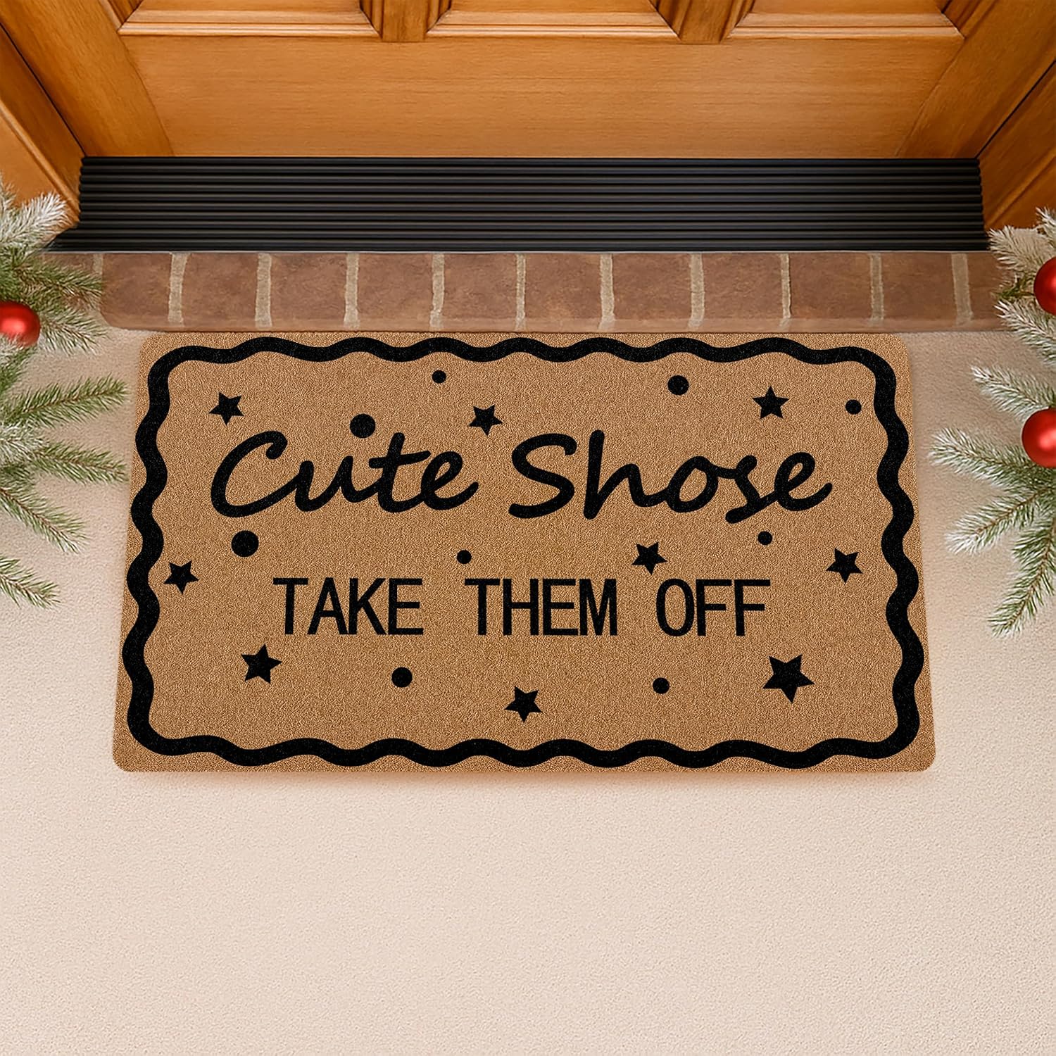 Cute Shoes Take Them Off Door Mat, Funny Welcome Front Door Mat Indoor Outdoor Entrance, Rustic Artificial Coir Remove Nice Shoes Doormat Rugs for Porch Entry Patio Kitchen Decor 30x17in