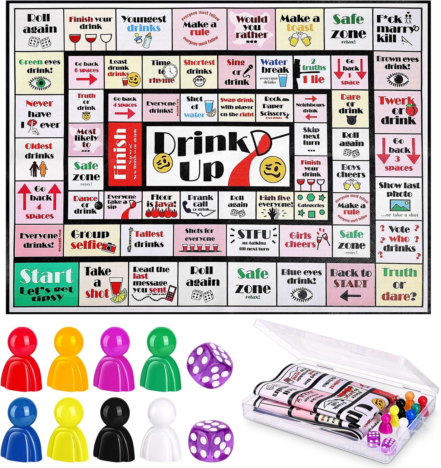 Wonderful Game Drink up Board, Drinking Board Games for Adults, Funny Drinking Games, Ideal for Girls' Night and Bachelor Party, Suitable for 2-8 Players, Adults Over 21 Years Old