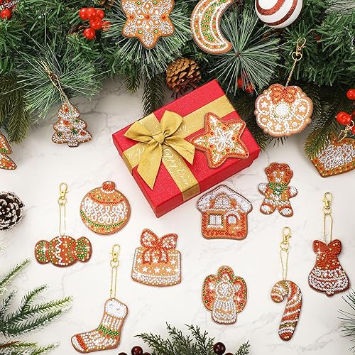 Miniatura 10 de Ecation 24 piezas de bolas de doble cara para el día de San Valentín, pintura de diamante, adornos de árbol para colgar, llavero de bola de diamante