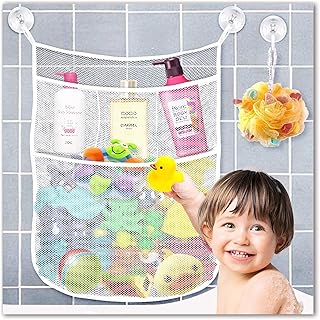 Yihoon Bath Toy Organizer Shower Caddy - for Bathroom Baby Toy Storage Quick Dry Bathtub Mesh Net + 4 Soap Pockets with Su...