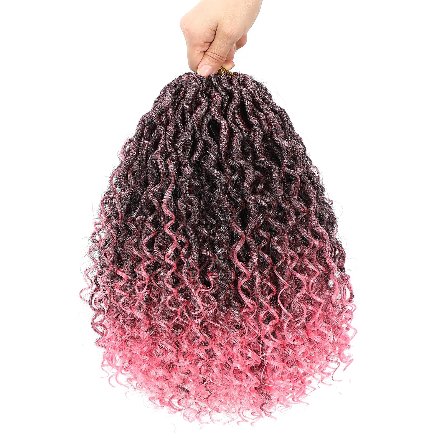 New Goddess Locs Crochet Hair 8 Packs 10Inch Ombre Pink River Faux Locs Crochet Boho Hippie Locs Crochet Braids for Black Women Boho Style Hair Extensions（#T1B/Pink 10inch）