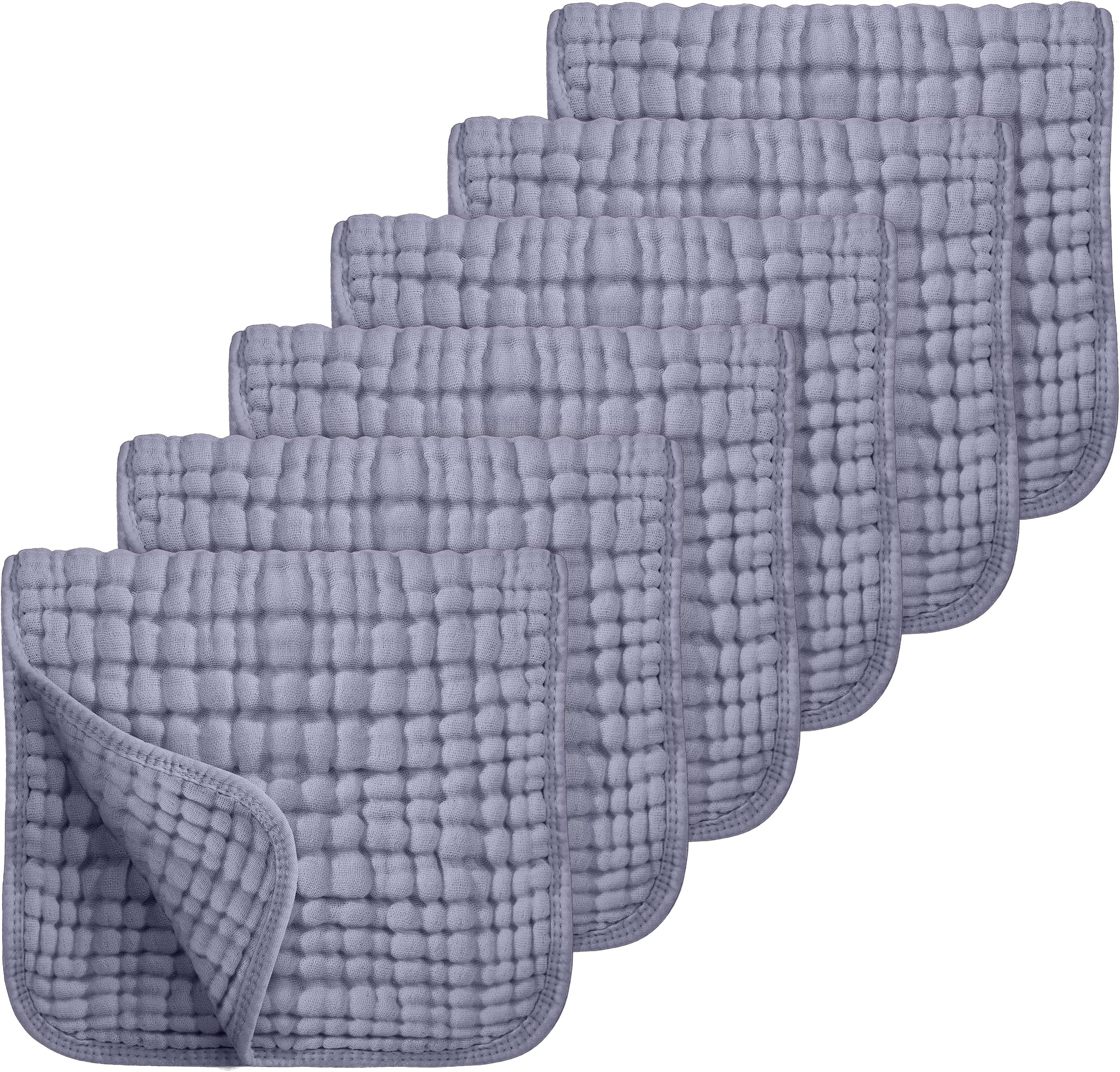 Looxii Muslin Burp Cloths 100% Cotton Muslin Cloths Large 20''x10'' Extra Soft and Absorbent 6 Pack Baby Burping Cloth for Boys and Girls (Fog Blue)