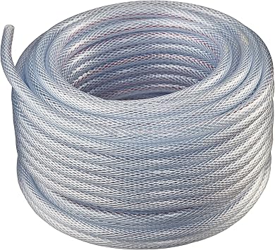 1/4" ID x 50 ft TekTube Flexible Non Toxic Clear High Pressure, Reinforced, PVC Braided Vinyl Tubing