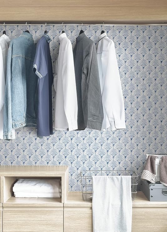 NuWallpaper x Lili WhittWhitt Navy Sunburst Peel & Stick Wallpaper, LLS4116