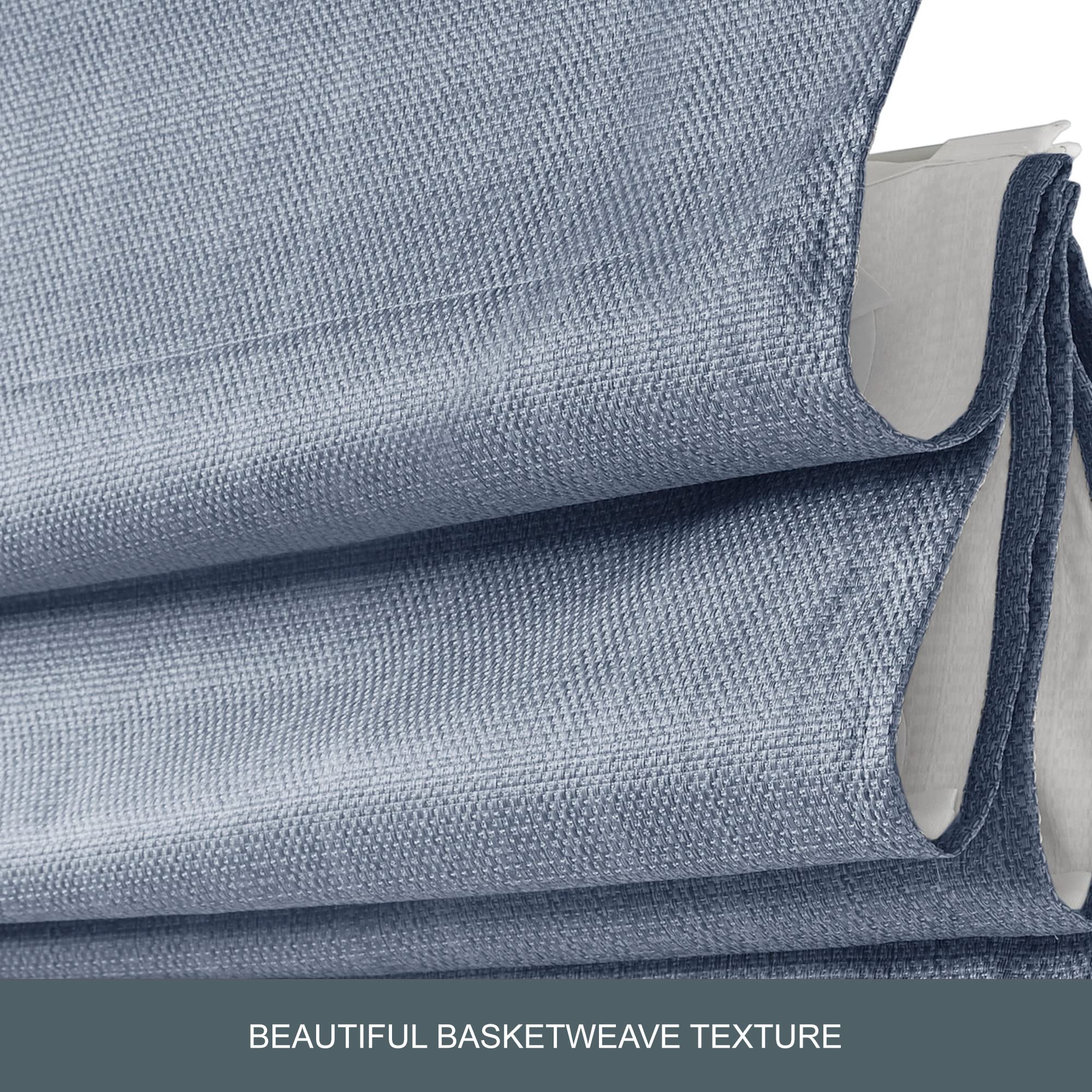 Madison Park Galen Cordless Roman Shades - Fabric Privacy Single Panel Darkening, Energy Efficient, Thermal Insulated Window Blind Treatment, for Bedroom, Living Room Decor, 27" x 64" Indigo Blue