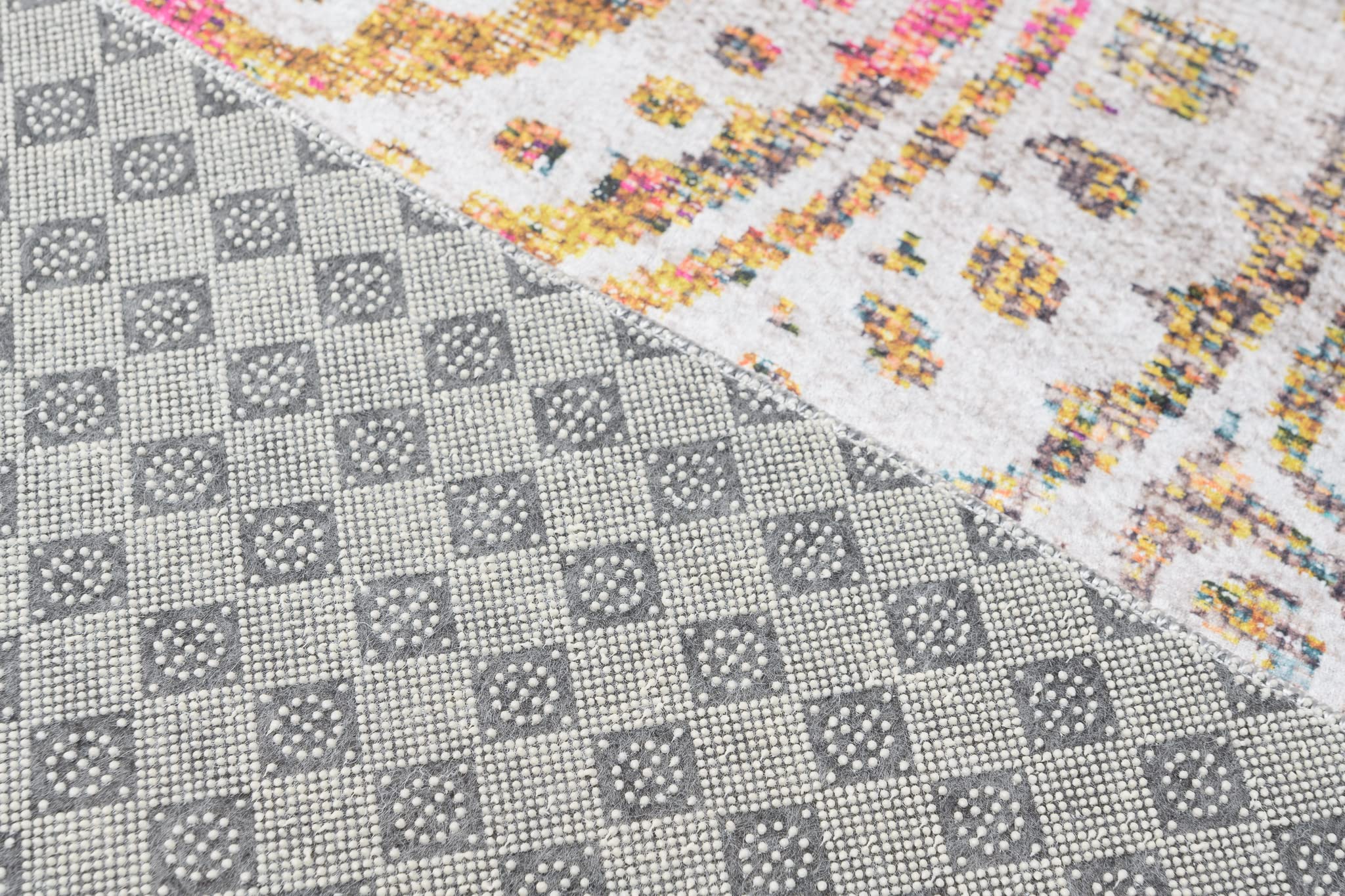 TAPISO Toscana Teppich Bedruckter Teppich Mehfarbig Bunt Runde Rosetten Vintage Waschbar rutschfest Wohnzimmer Schlafzimmer Büro Modern Design 160 x 230 cm