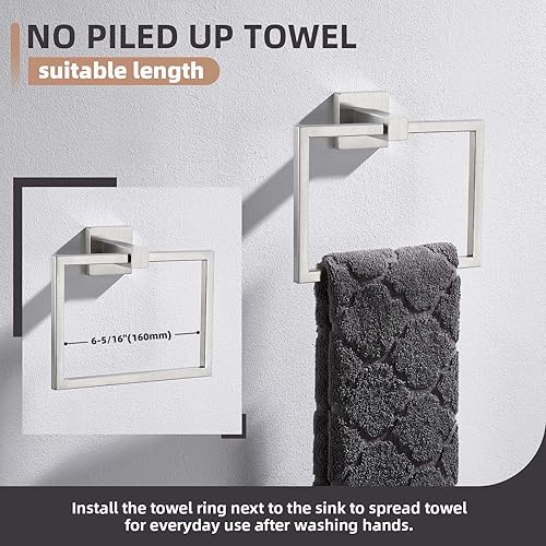 Miniatura 5 de Angle Simple SUS 304 - Toallero cuadrado de acero inoxidable para pared de baño, 7.09 pulgadas