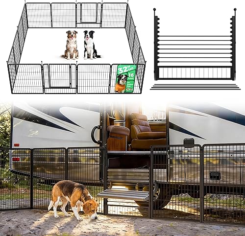 Miniatura 8 de FXW Corralito Instantáneo Sin Correa para Perros, Valla Portátil para Mascotas para Exteriores, Viajes en RV y Campamento, 40 pulgadas, 16 Paneles