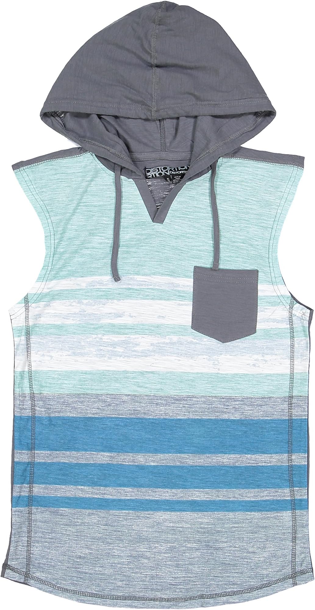 Distortion Mens Muscle Shirt w/Printed Graphic Design, Sleeveless Hoodie Tank for Bodybuilding, Workout, Gym and Beach Wear