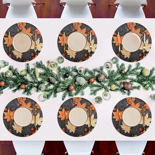 Miniatura 7 de Juego de 4 manteles individuales de hojas de otoño, manteles individuales lavables y duraderos, 15.4 pulgadas, manteles individuales de vinilo de PVC