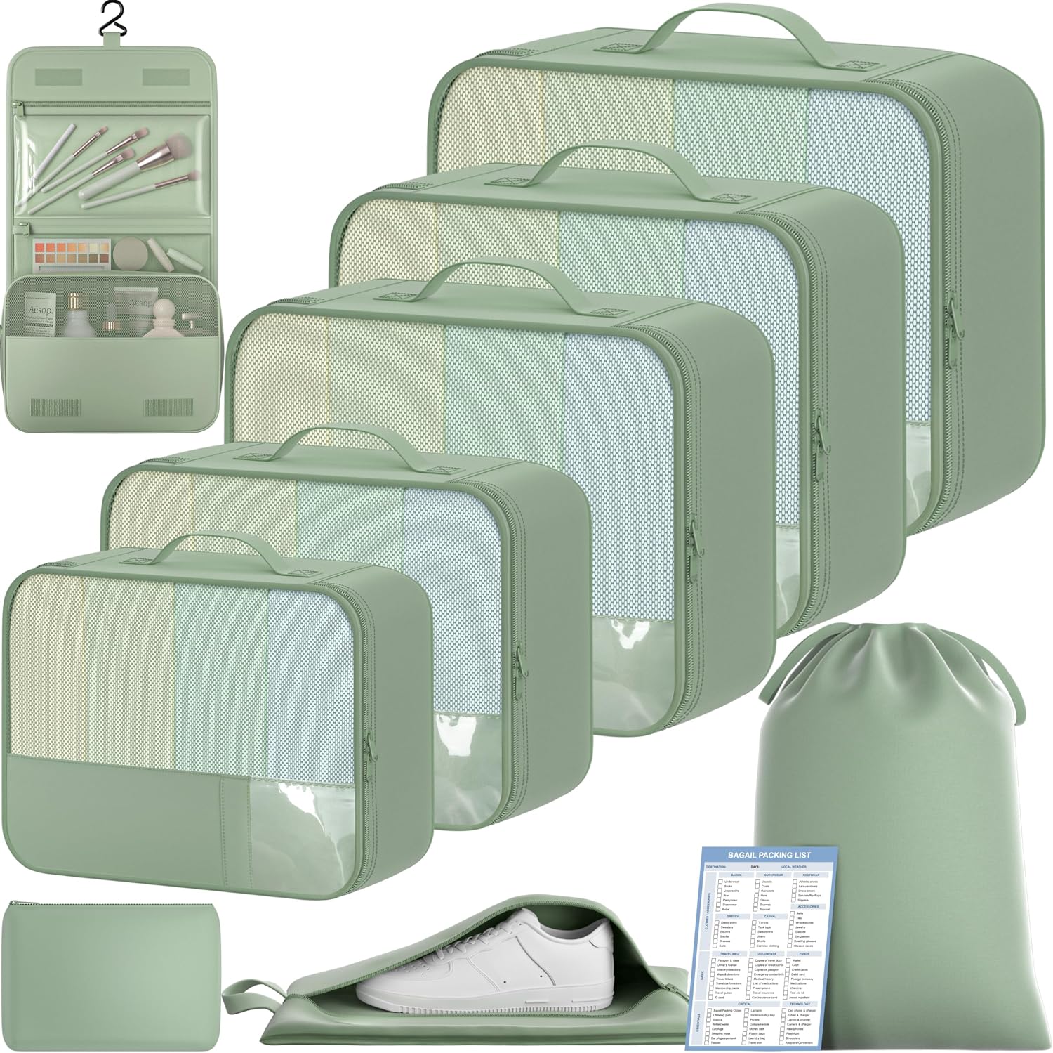 BAGAIL 9 Set Packing Cubes Luggage Packing Organizers for Travel Accessories BAGAIL 9 Set Packing Cubes Luggage Packing Organizers for Travel Accessories