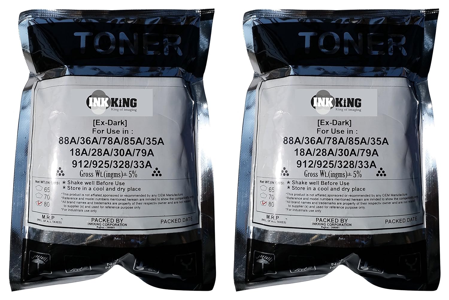 Inkking INKCO0037 Pouch Toner Powder (Black, Pack of 2) Amazon.in