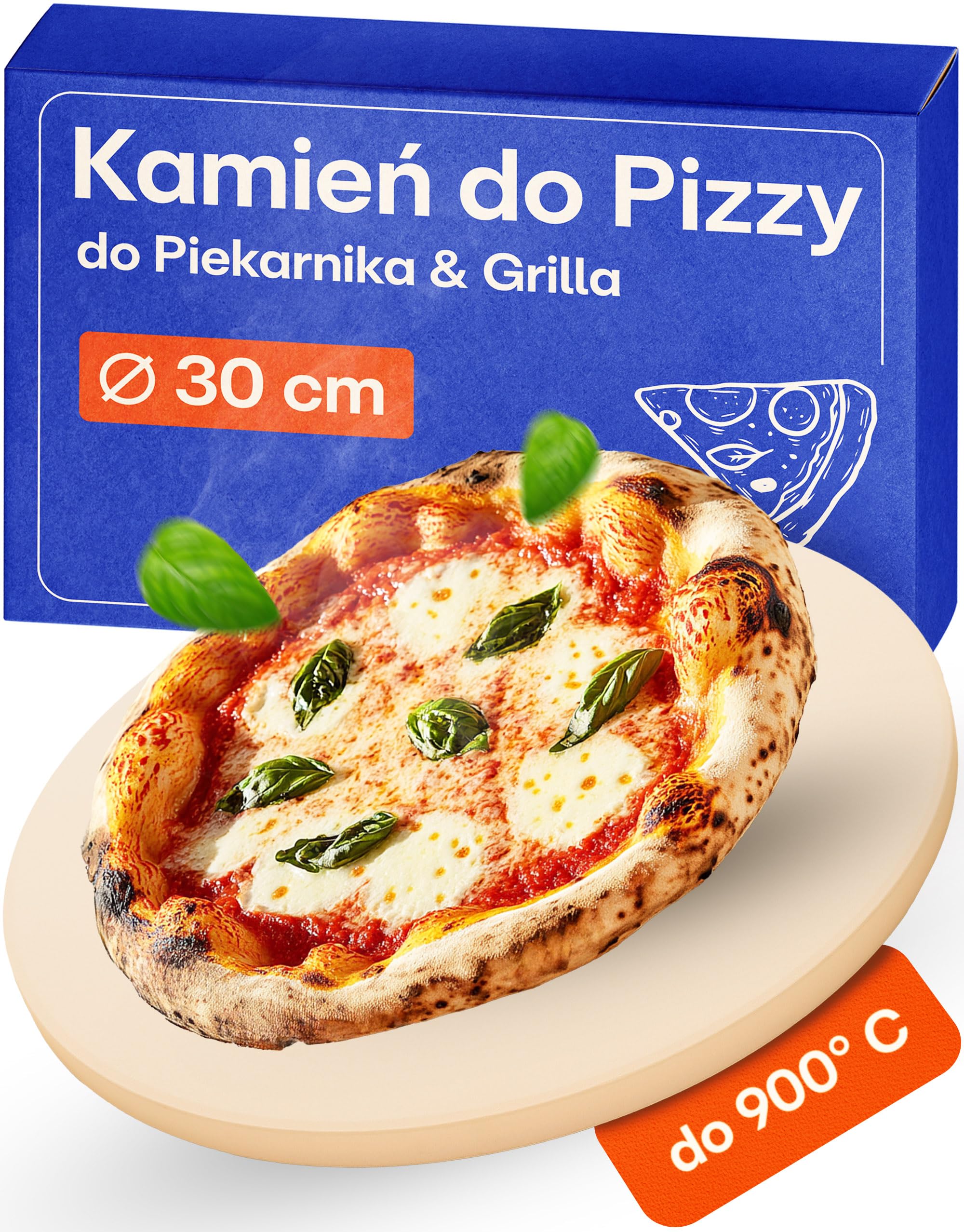 Kamień do Pizzy do Piekarnika Okrągły - 30 cm do Grilla Gazowego i Piekarnika - Do chrupiącego spodu - Kamienna płyta wykonana z kordierytu do 900 °C - Zatrzymująca ciepło