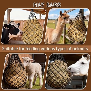3 Pcs 47 Hay Nets for Horses with Straps & Hooks