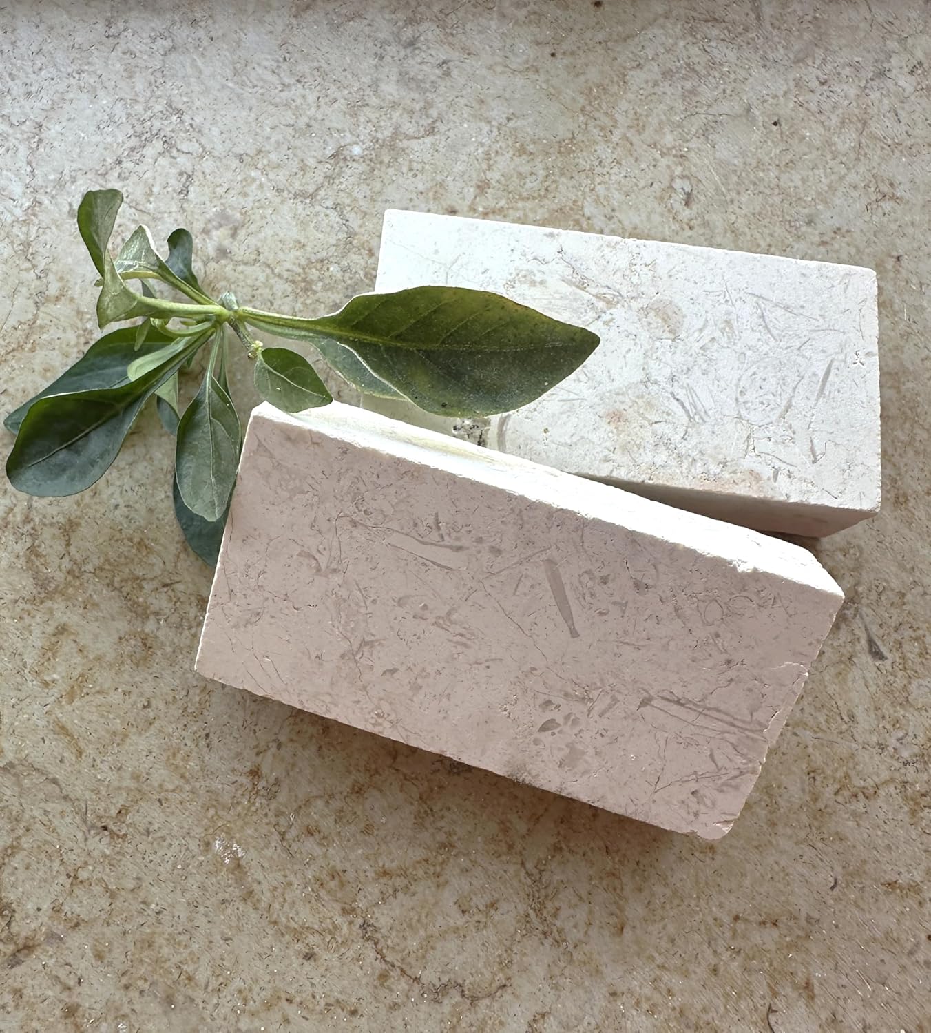 2 Rectangular DIY Craft Stones – 3x1.5 inch Natural Tiles for Name Plates, Blessings, Desk Decor or Memorial Markers – Smooth Flat Limestone from Jerusalem Quarry