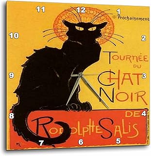 3dRose DPP_46907_2 Le Chat Noir Advertising, Art Nouveau, Black Cat, Cat, Cats, Chat Noir, Le Chat Wall Clock, 13 by 13-Inch