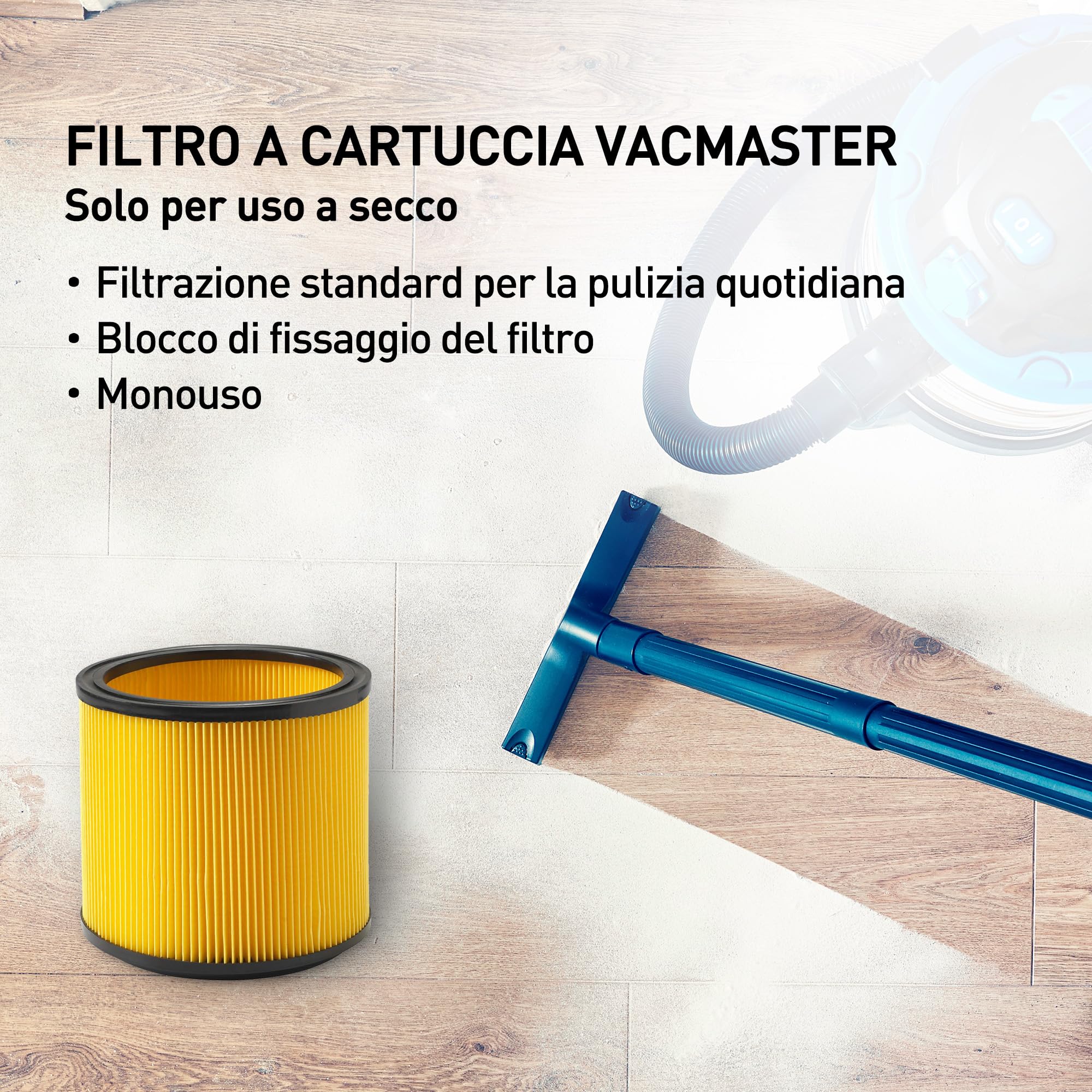 Vacmaster - Filtro a cartuccia monouso per aspirapolvere umido e secco da 15 a 60 litri