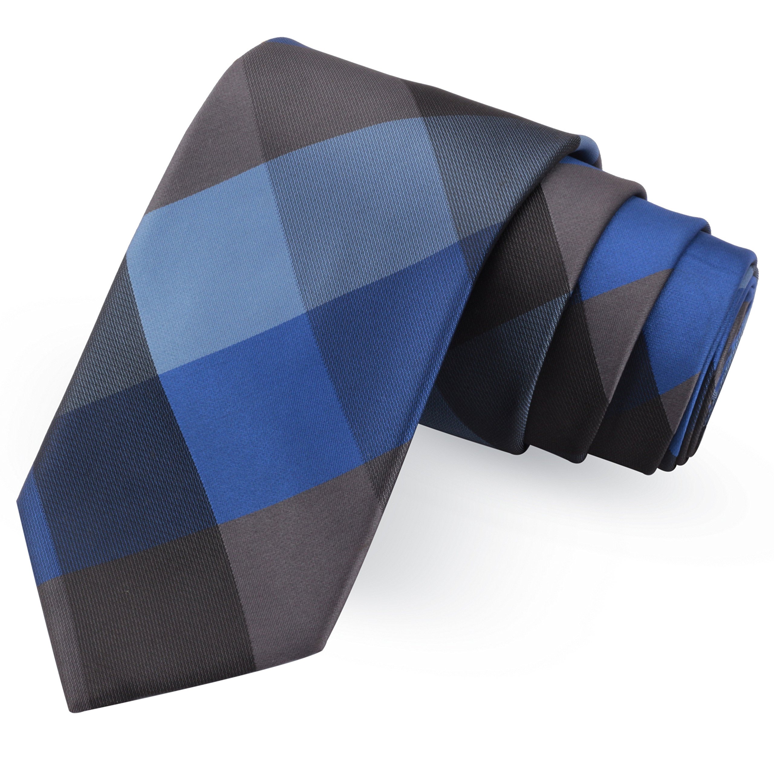 PelucheBewitching Blue, Grey & Black Colored Microfiber Necktie for Men