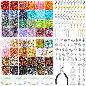 PAXCOO 2278Pcs Crystal Beads for Jewelry Making Supplies, 48 Colors Ring Making Kit Crystals Jewelry Making Kit for Adults Bracelet Earring Necklace Making