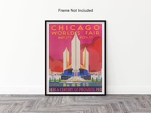 Miniatura 3 de Poster Master Póster de Chicago Worlds Fair 1933  Impresión Art Deco  Póster de viaje retro  Póster de arte de pared sin marco de 8 x 10 pulgadas