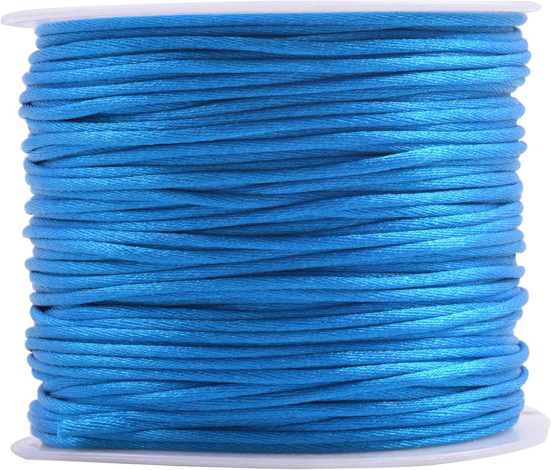 KONMAY 100 Yards 1.5mm Nylon Rattail Satin Silk Trim Cord Beading String for Chinese Knotting, Kumihimo, Beading, Macramé, Jewelry Making, Peacock Blue