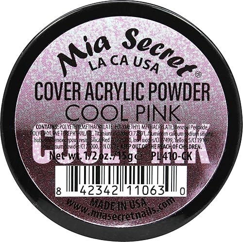 Miniatura 1 de Mia Secret Cover Cool Pink - Polvo acrílico para uñas, 0.5 onzas, fabricado en Estados Unidos