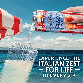 Sanpellegrino CIAO! Blood Orange Sparkling Water, Low-Cal, 0g Added Sugar, 24-Pack