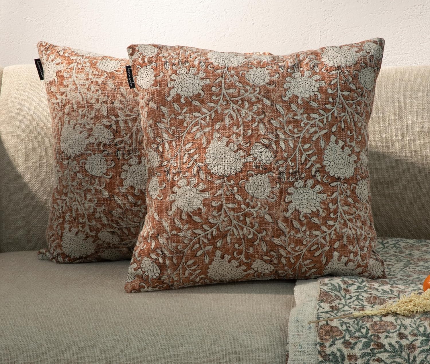 HOME WIBE Decorative Throw Pillow Covers Set of 2 Brick Brown 18 x 18 Pack of 2