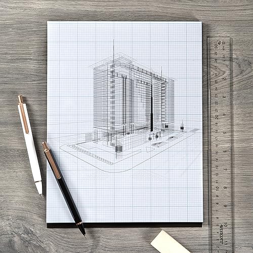 Vista 2 de Bienfang Bloc de papel de diseño cuadriculado, sección transversal de 8 x 8, 8.5 x 11 pulgadas, 50 hojas Sección transversal 8x8