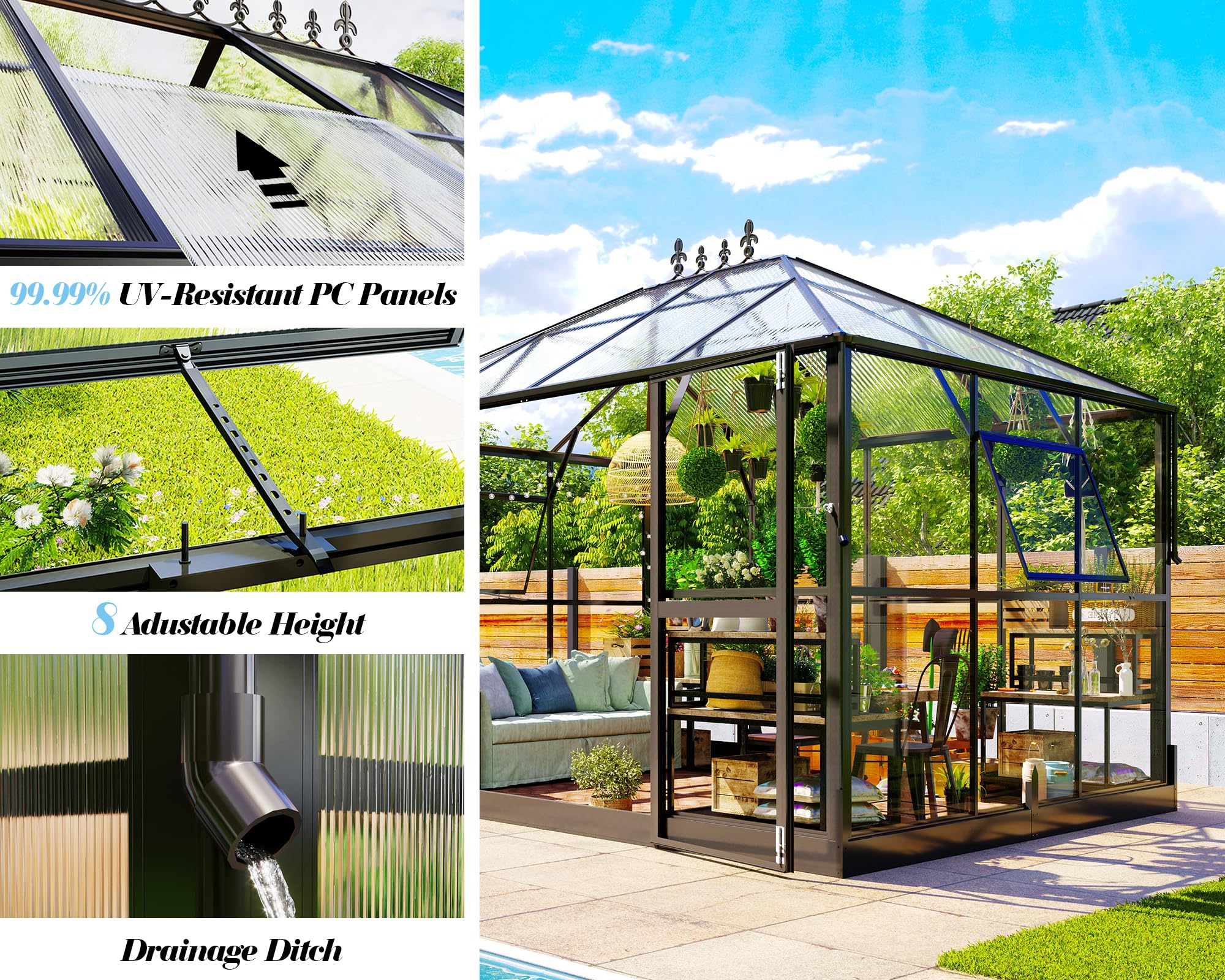 Amazon.com: Jocisland: Outdoor Polycarbonate Greenhouse