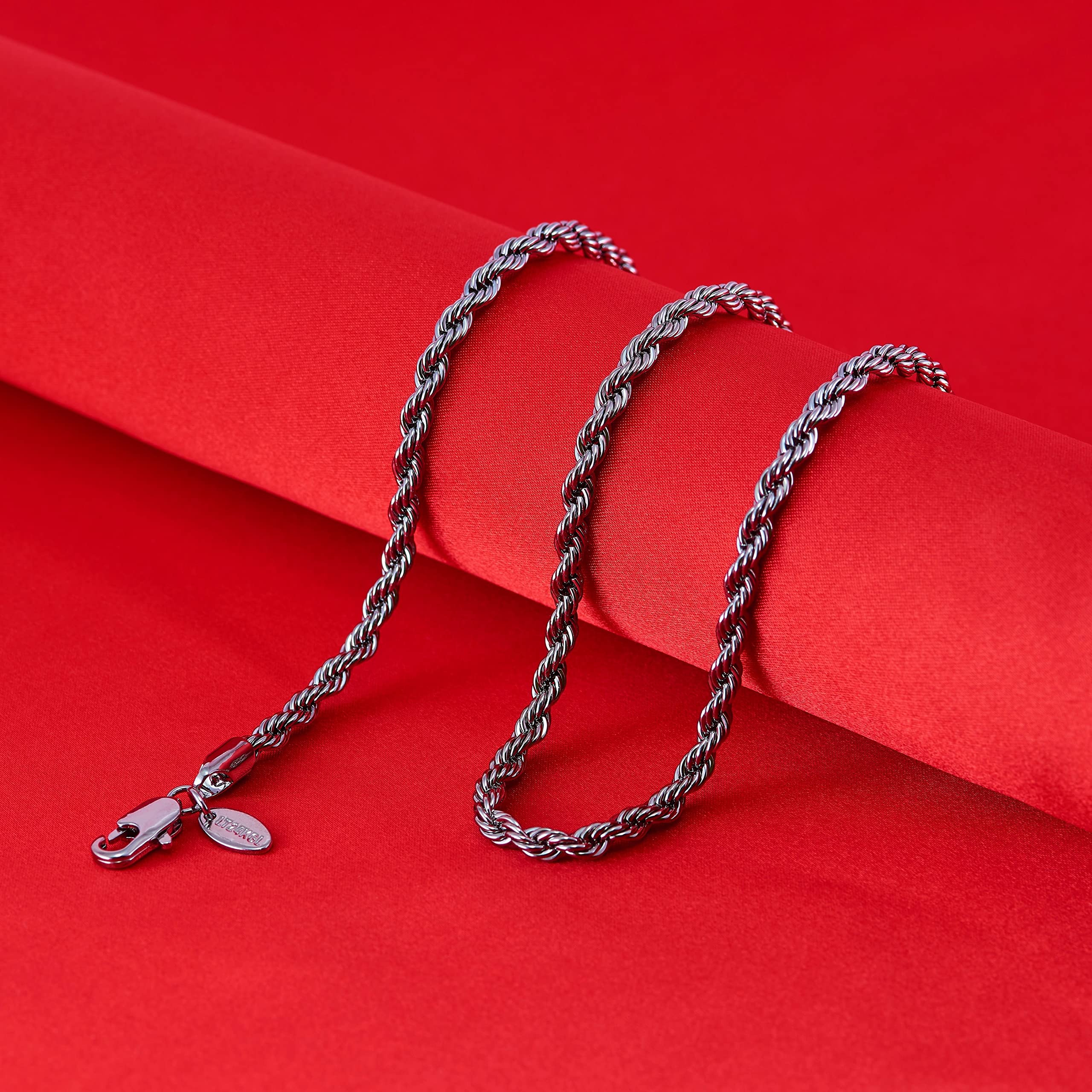 LIFETIME JEWELRY Catena da 5 mm per uomini e donne con taglio a diamante, catena per uomini e donne, 40-91 cm, nera, canna di fucile, acciaio inossidabile