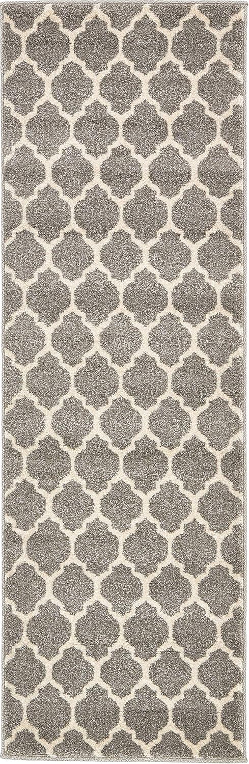 Unique Loom Trellis Collection Area Rug - Philadelphia (2' x 6' 1" Runner Dark Gray/Beige)