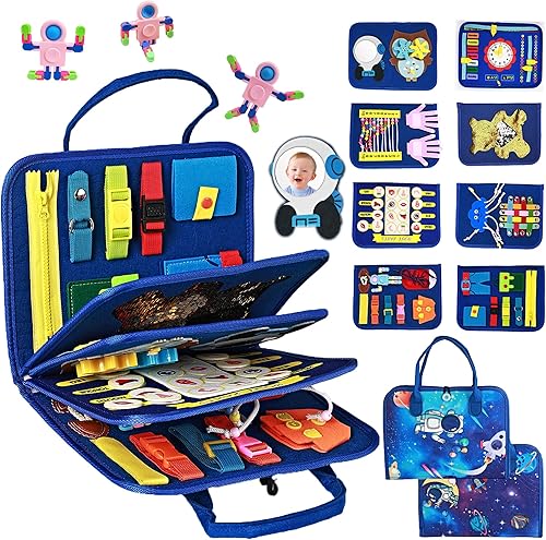 Busy Board Montessori - Juguete para niños pequeños, juguetes de astronauta, tablero sensorial de aprendizaje educativo, juguete sensorial para