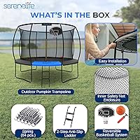 Vista 8 de SereneLife Trampoline Outdoor 10FT 12FT 14FT with Enclosure Net, Ladder and Anti-Rust Coating - ASTM Approved Recreational Trampolines - Heavy Duty