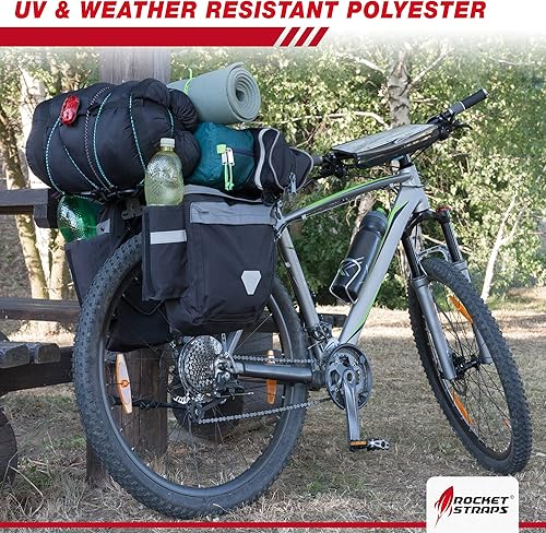 Miniatura 8 de Rocket Straps - Surtido de cuerdas elásticas ajustables para exteriores - Juego resistente de 20 cuerdas elásticas (36") con ganchos dobles en J -