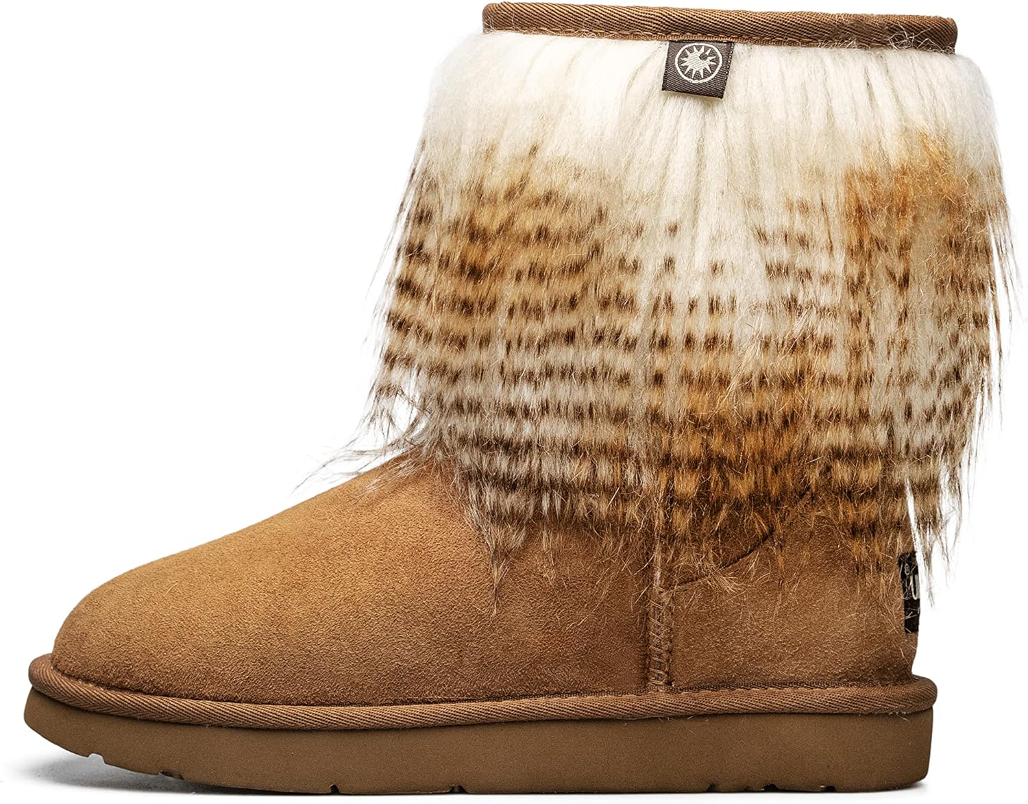 AU&MU AUMU Women's Faux Fur Boot Furry Fluffy Short Snow Boot Sheep Insole - Image 3