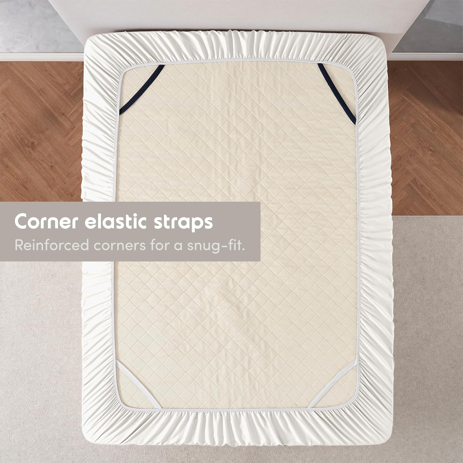 Nestl Off White Extra Deep Pocket King Fitted Sheet Only, Hotel Luxury King Size Fitted Sheets Easily Fits 18 to 24 Inch Mattress, Super Soft, Wrinkle-Free, and Breathable Sheets with Corner Straps