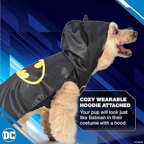 Miniatura 3 de DC Comics Disfraz de Batman para perro, talla S  Disfraz oficial de Batman para mascotas Halloween, negro