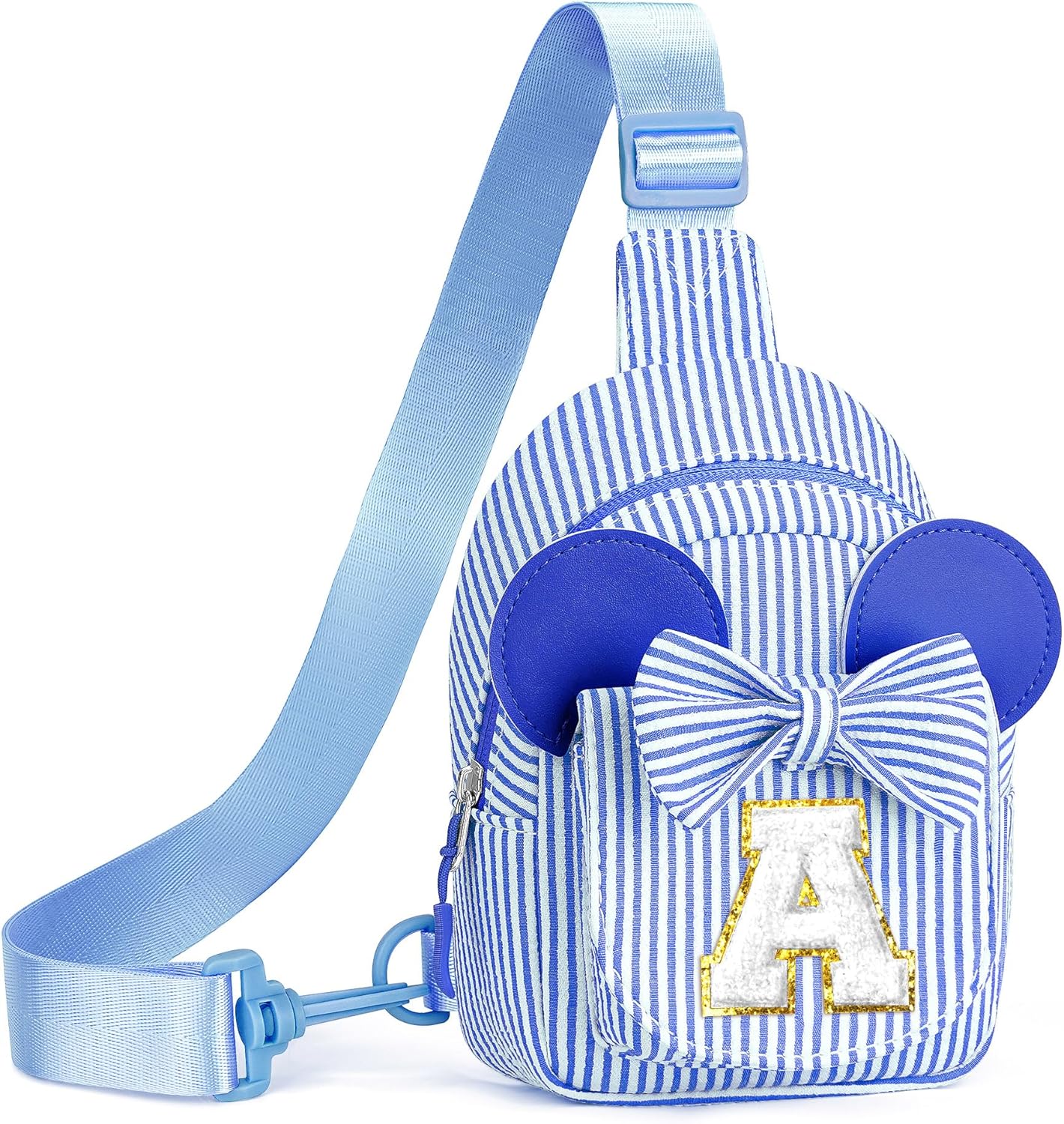 QLOVEA Girls Kids Sling Bag, Initial Small Sling Bags for Girl, Birthday Gifts for 5 6 7 8 9 10 Year Old Girls, Gifts for Kids Cross Body Shoulder Bags for Girl (Blue A)
